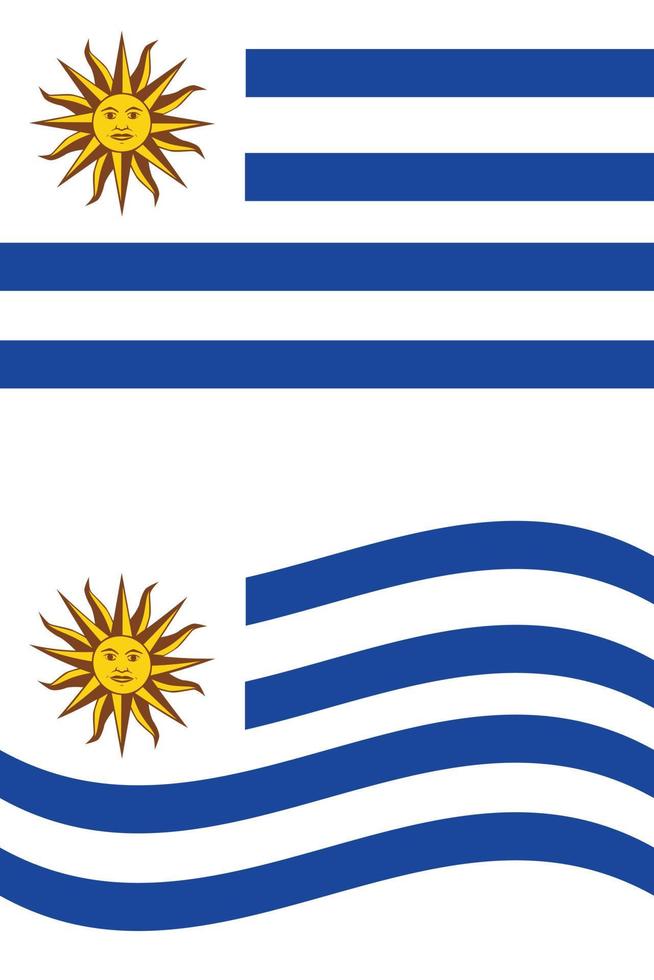 ondeando la bandera de uruguay. bandera de uruguay sobre fondo blanco. estilo plano vector