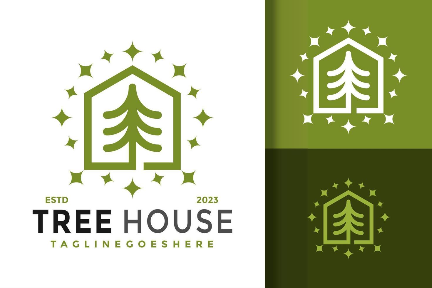 Pine Tree House Logo Logos Design Element Stock Vector Illustration Template