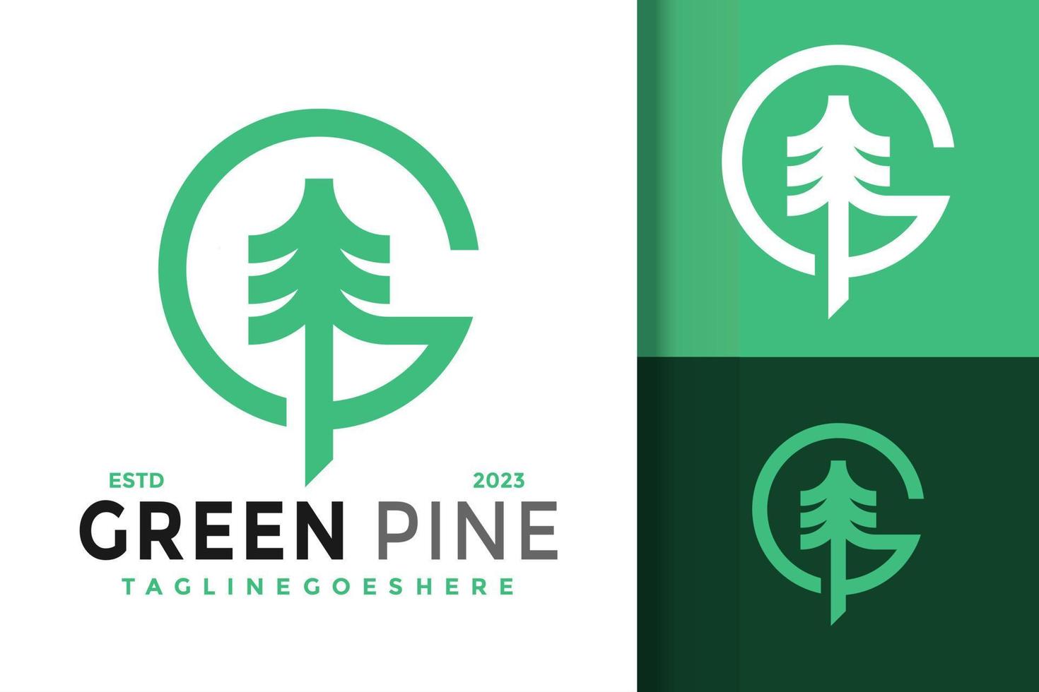 Green Tree Pine Logo Logos Design Element Stock Vector Illustration Template