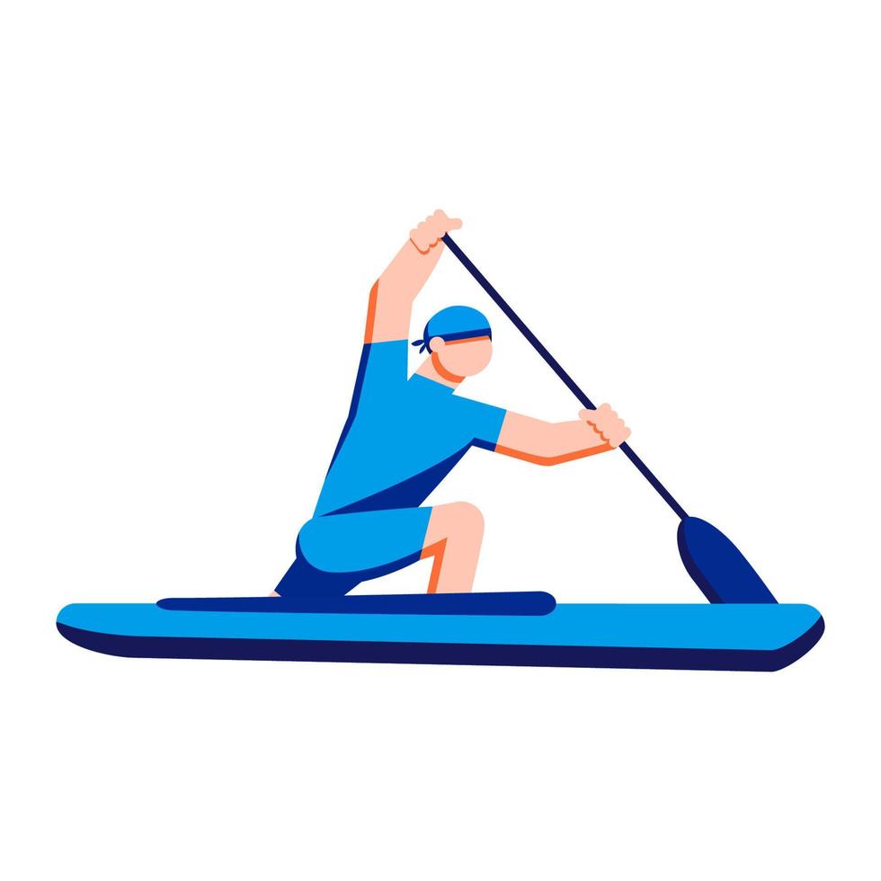 canoa atleta de velocidad piragüismo. deportista remando en canoa de carreras c1. ilustración plana vectorial. vector