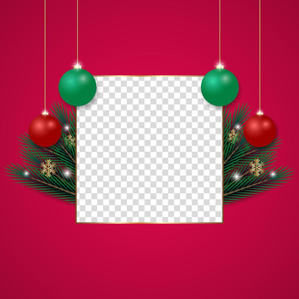 Christmas Photo Frame Christmas Leaf christmas red ball vector