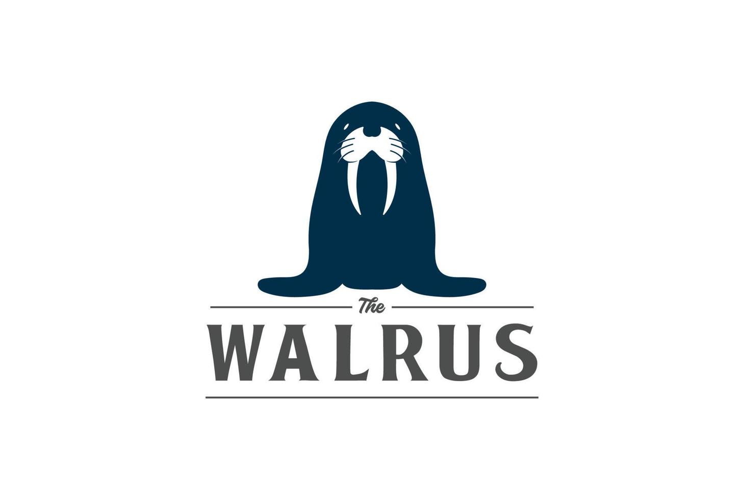 Simple Minimalist Cute Walrus Seal Cartoon Mascot Character Logo Design vector