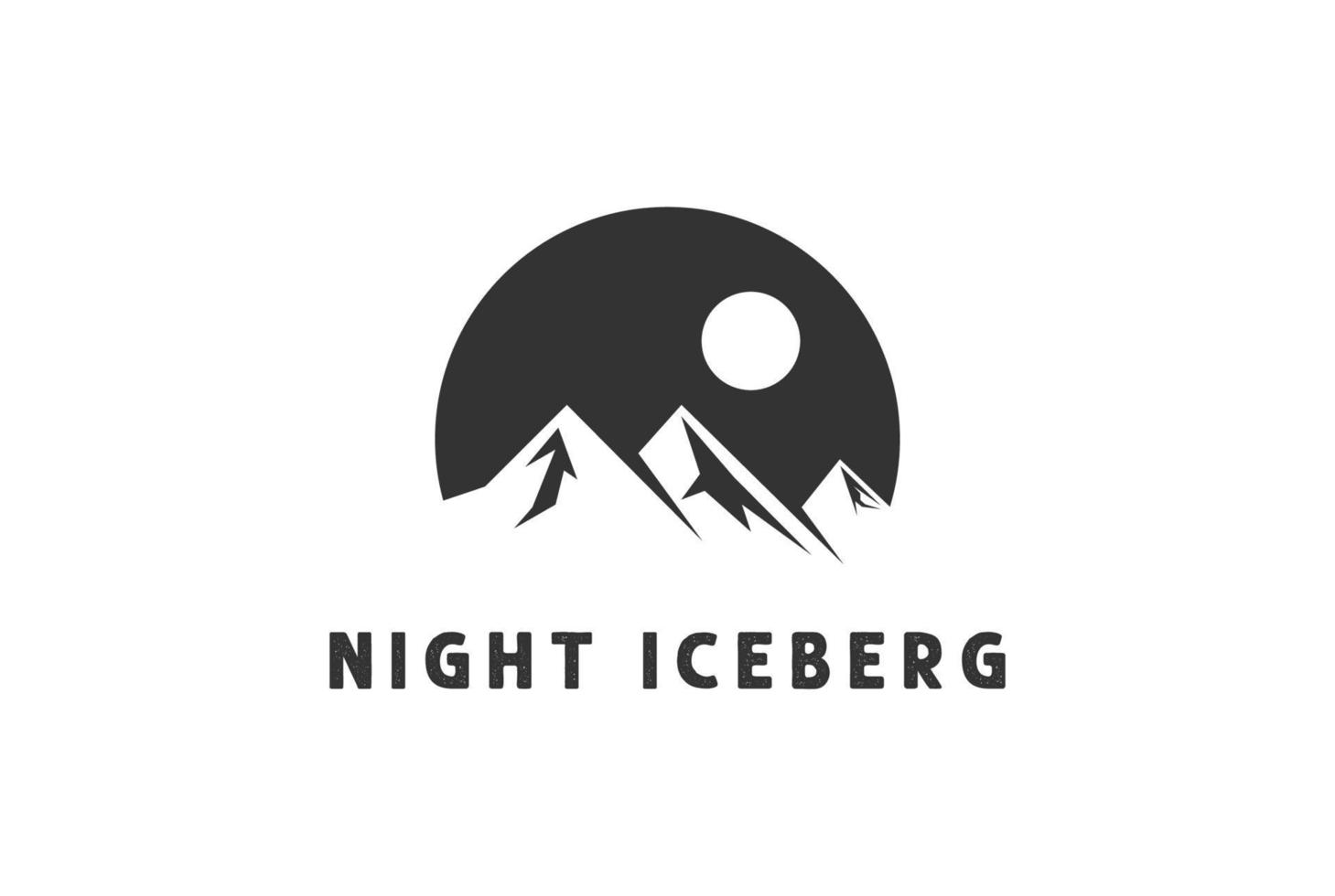 montaña de iceberg de noche simple para diseño de logotipo de aventura al aire libre vector