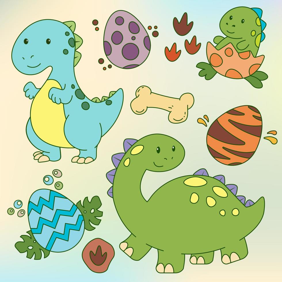 Dino Sticker Set vector