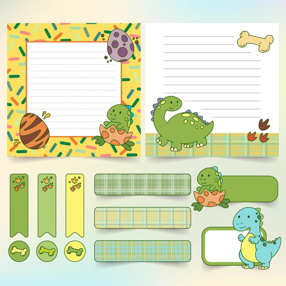 Cute Dinosaur Notes vector