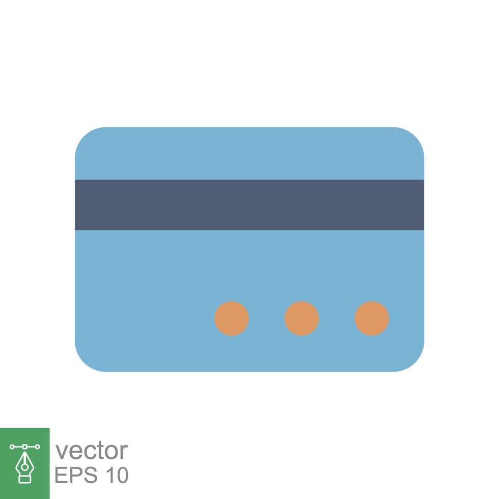 Credit card icon. Simple flat style. Vector design illustration, money technology, business and finance concept. Bank debit, payment element sign isolated on white background. EPS 10.