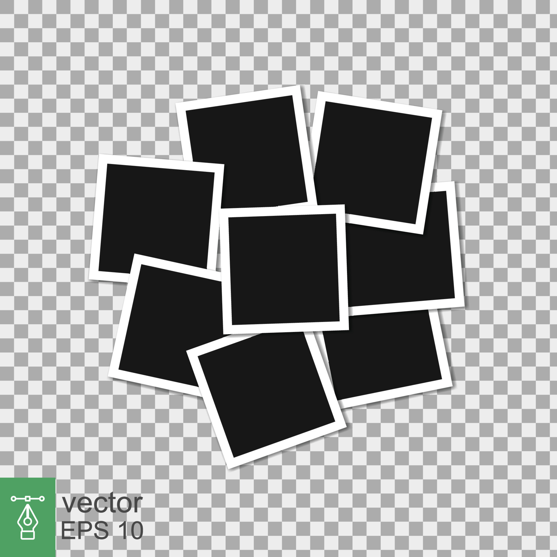 Set of square vector photo frames. Retro square photo frame template