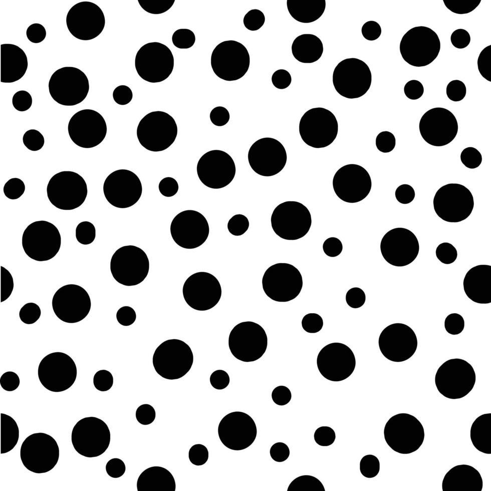 Black and white seamless polka dot pattern. Monochrome, dotted vector background. Geometric abstract with black circles. EPS 10.