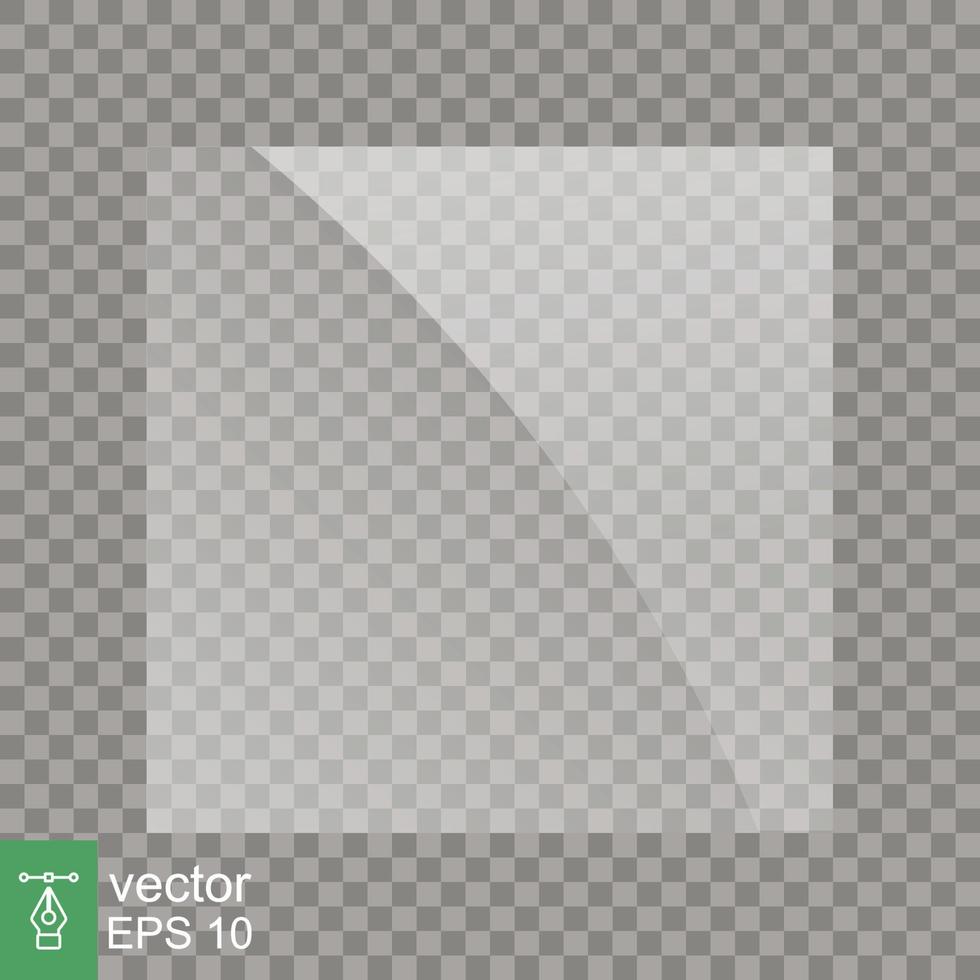 The texture of glass, mirrors, windows. Square glass plate. Beautiful realistic reflection. Light effect for picture or a mirror. Vector illustration EPS 10.