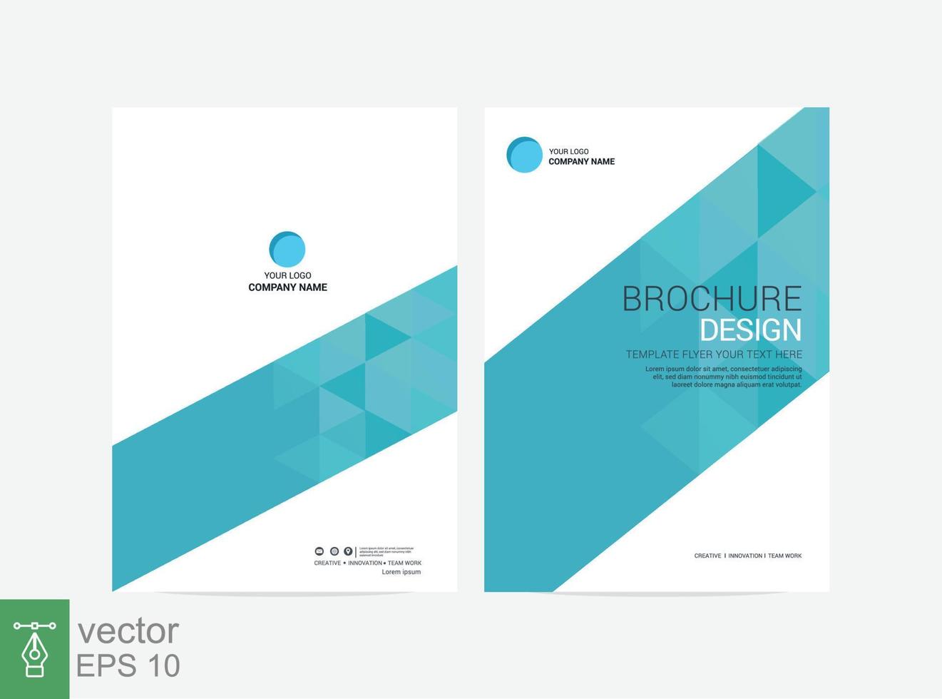 Template vector design for cover, poster, corporate presentation, leaflet. Brochure template flyer background for business design. Modern layout with blue color size A4. EPS 10.