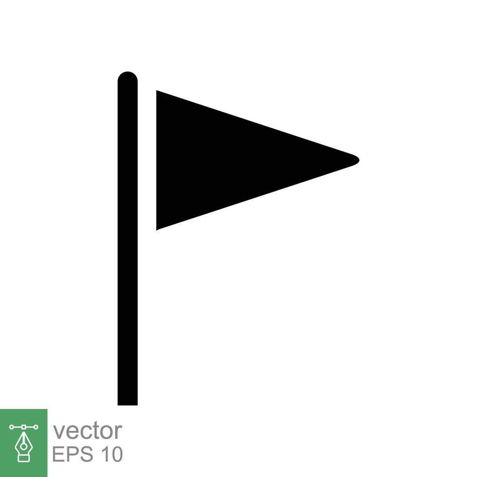 Flag icon. Simple flat style. Black silhouette pennant, map location pointer, pole, navigation concept. Vector illustration design isolated on white background. EPS 10.