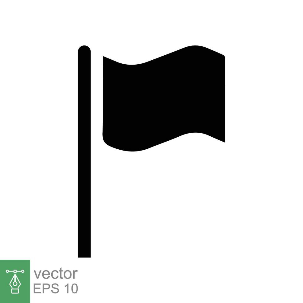 Flag icon. Simple flat style. Black silhouette pennant, map location pointer, pole, navigation concept. Vector illustration design isolated on white background. EPS 10.