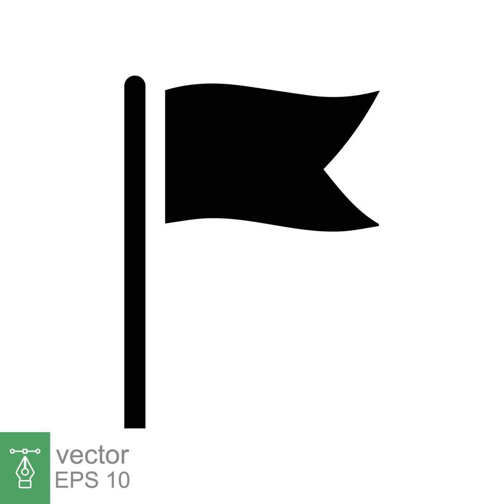 icono de la bandera estilo plano sencillo. banderín de silueta negra, puntero de ubicación del mapa, poste, concepto de navegación. diseño de ilustración vectorial aislado sobre fondo blanco. eps 10. vector