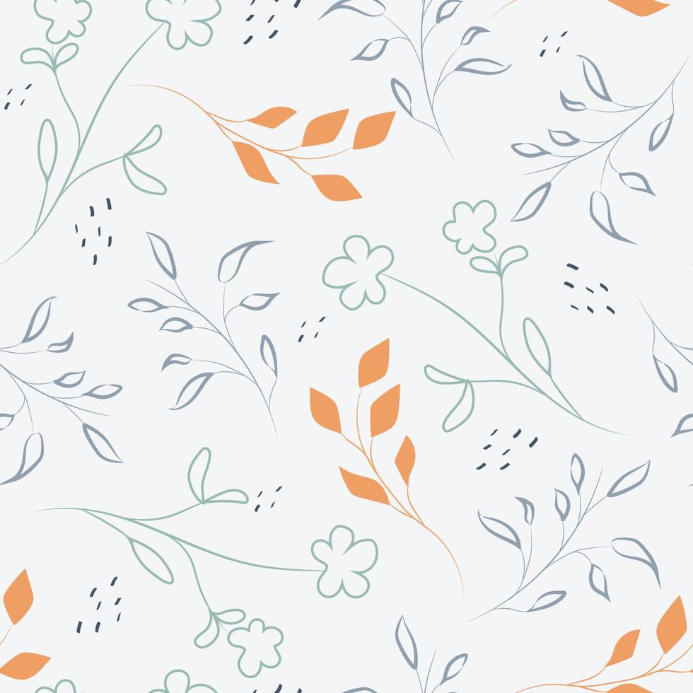 pretty botanical hand drawn seamless pattern and fabrics vector