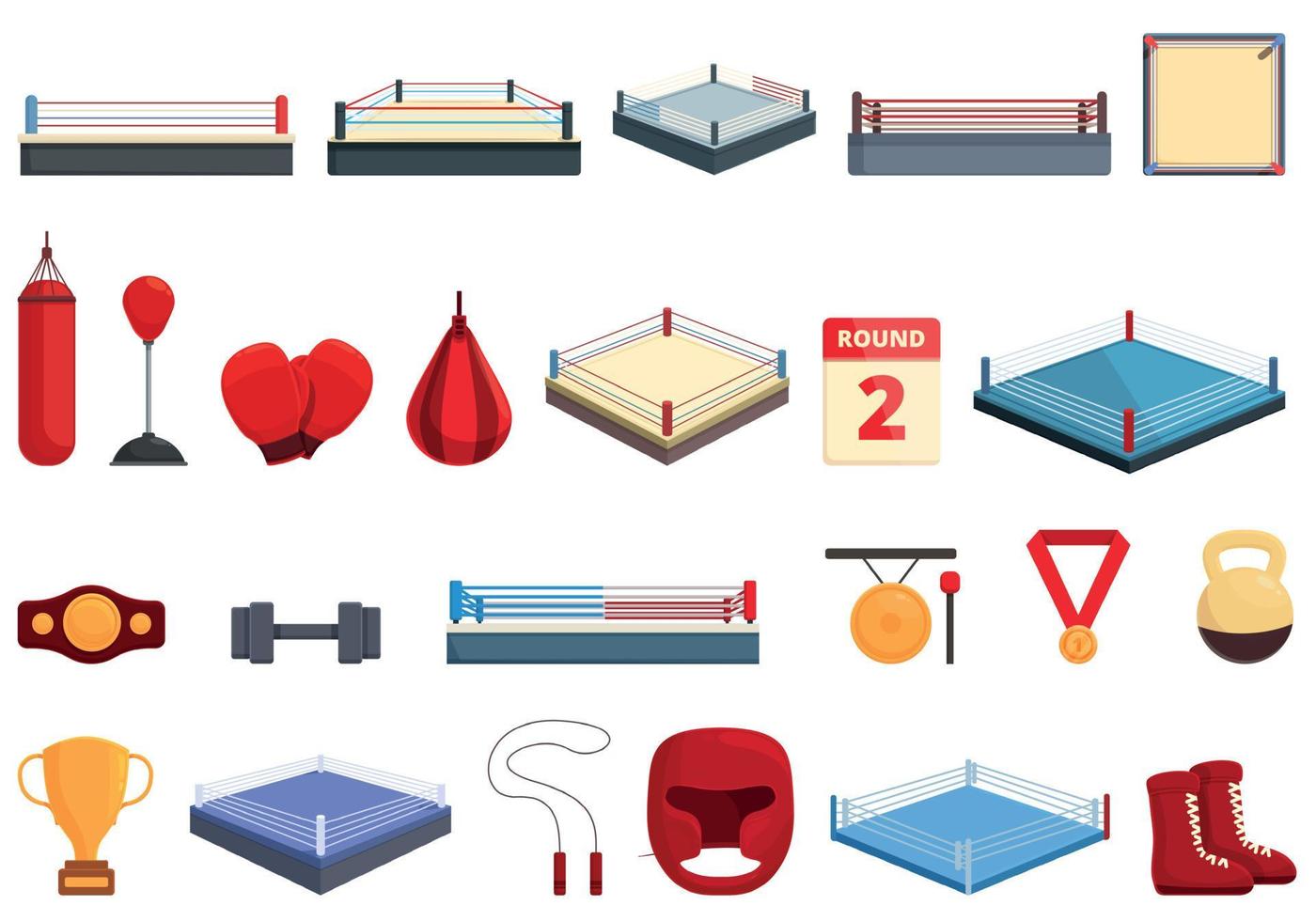 Boxing ring icons set cartoon vector. Box belt vector