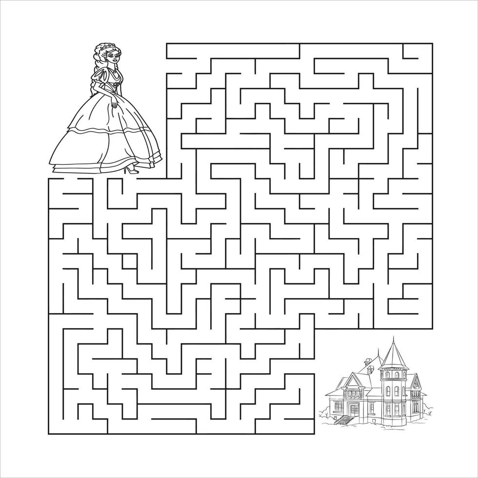 Cute cartoon maze game. Labyrinth. Funny game for children education. Vector illustration