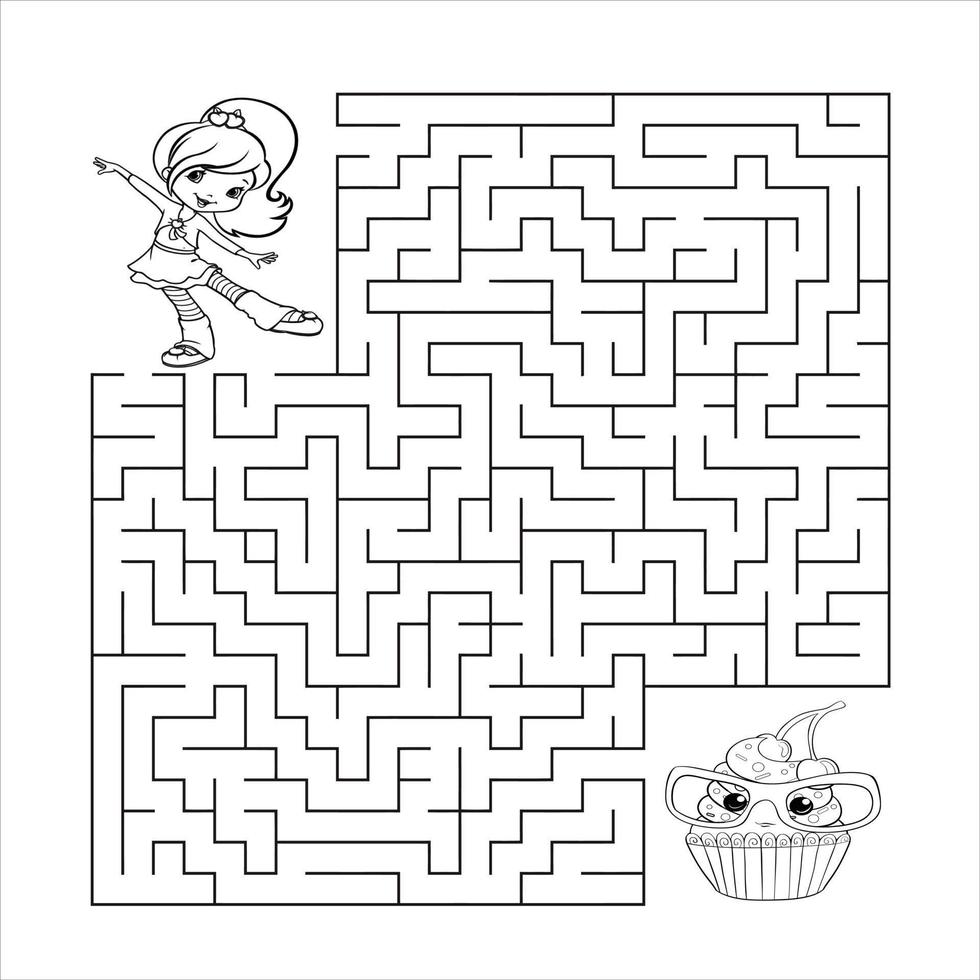 Cute cartoon maze game. Labyrinth. Funny game for children education. Vector illustration