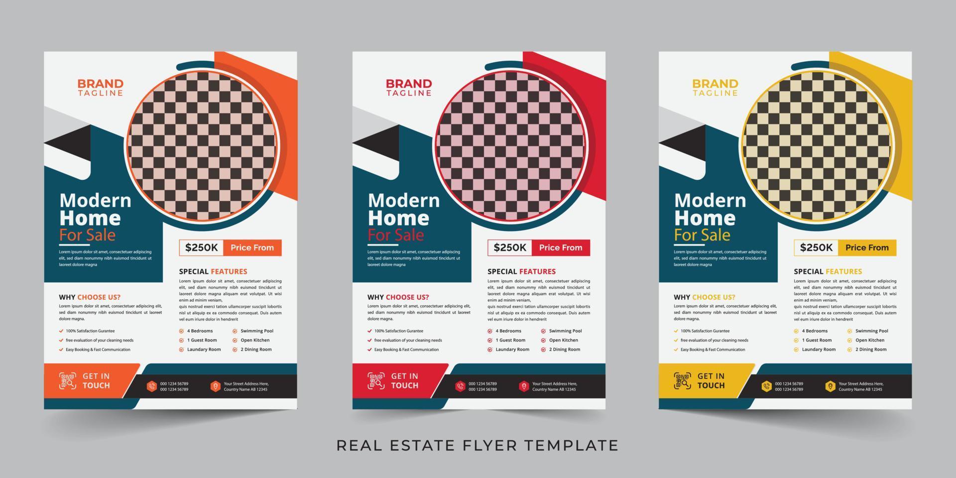 Real estate and home apartment agency flyer template design vector