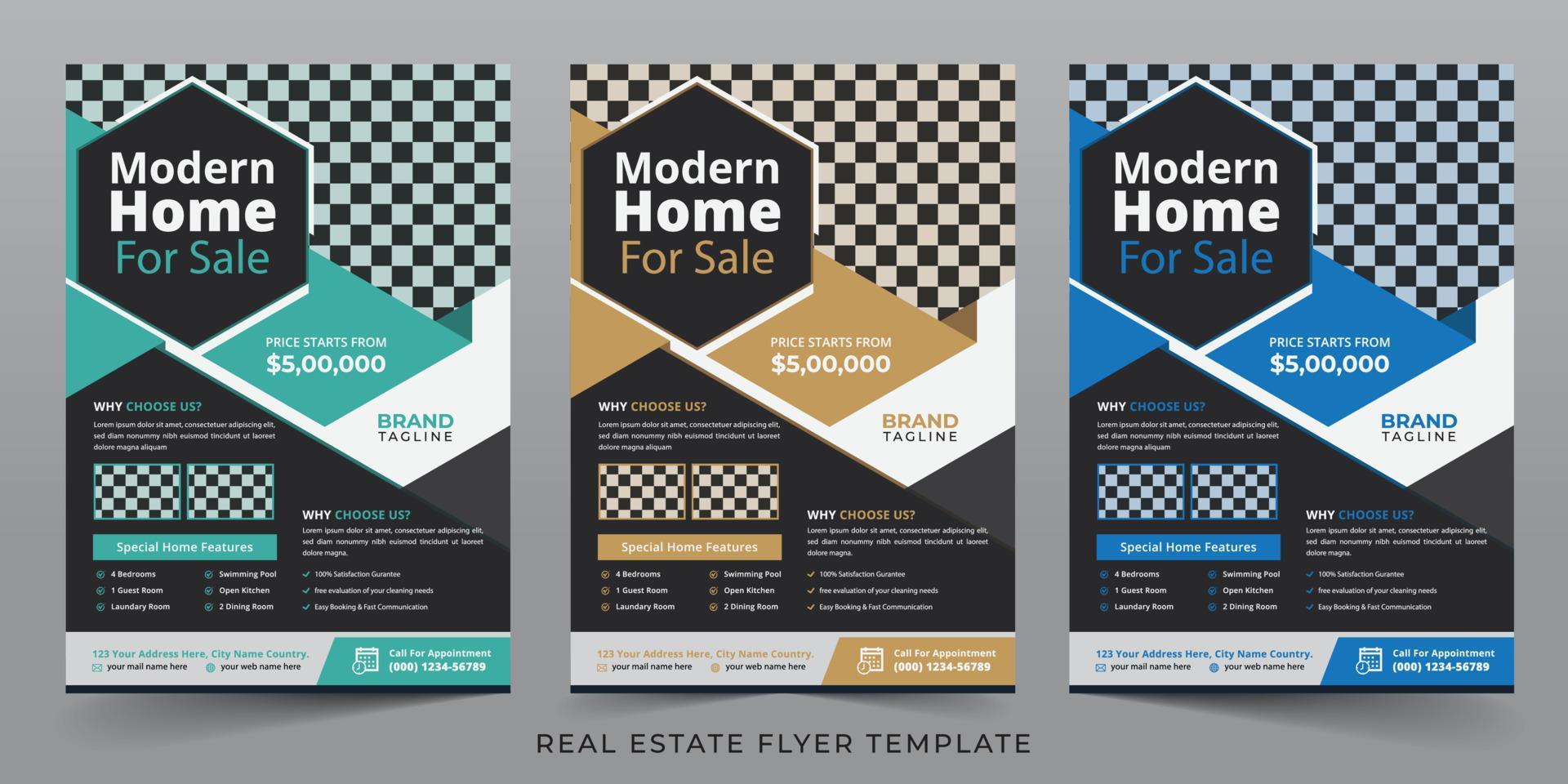 Real estate and home apartment agency flyer template design vector