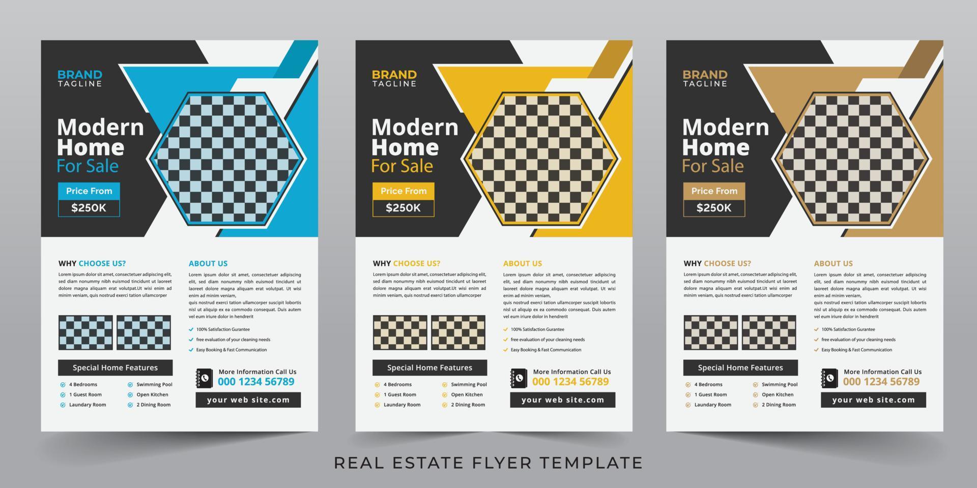 Real estate and home apartment agency flyer template design vector