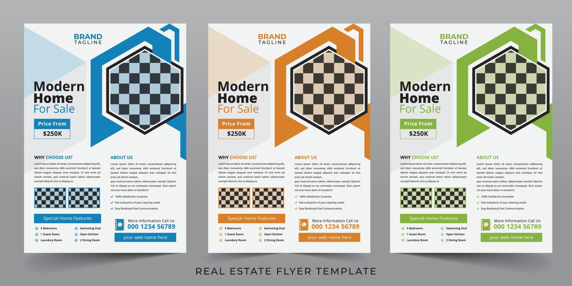 Real estate and home apartment agency flyer template design vector