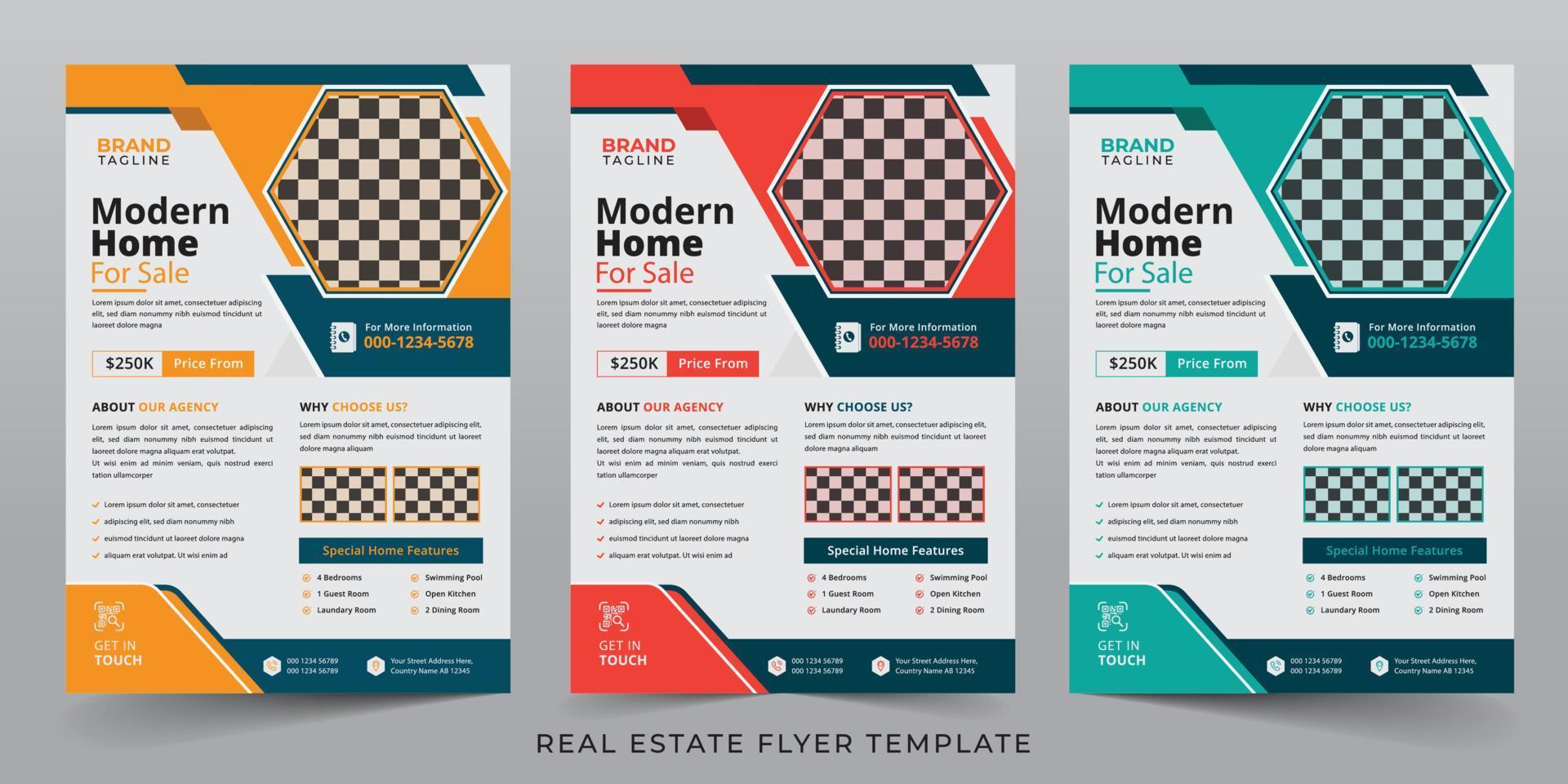 Real estate and home apartment agency flyer template design vector