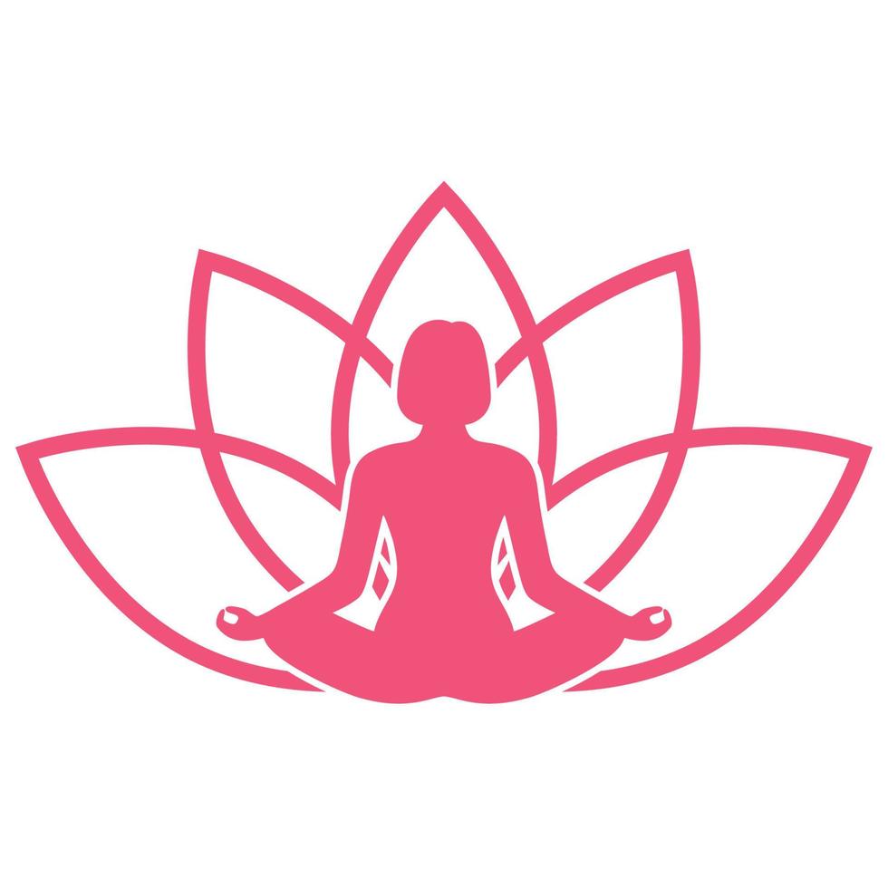 Illustration of a woman in the lotus position with a flower vector