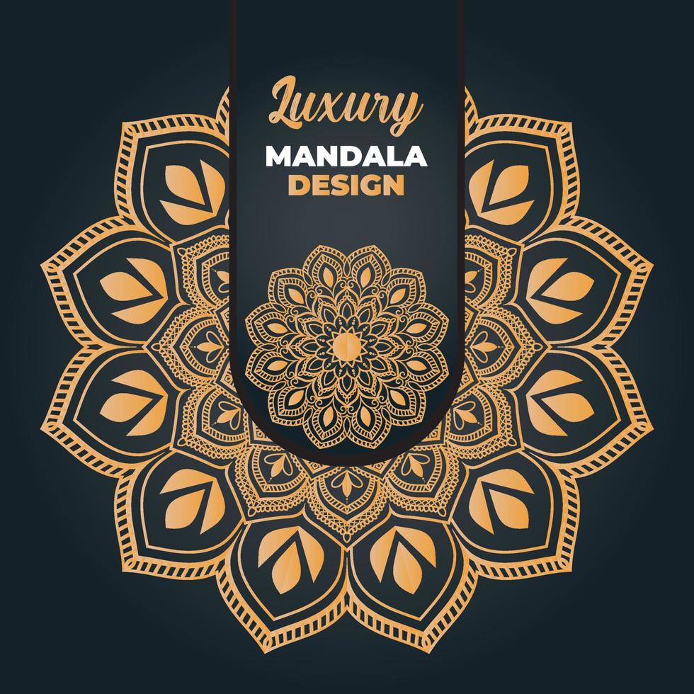 diseño de mandala ornamental y de boda de lujo y fondo islámico en color dorado vector