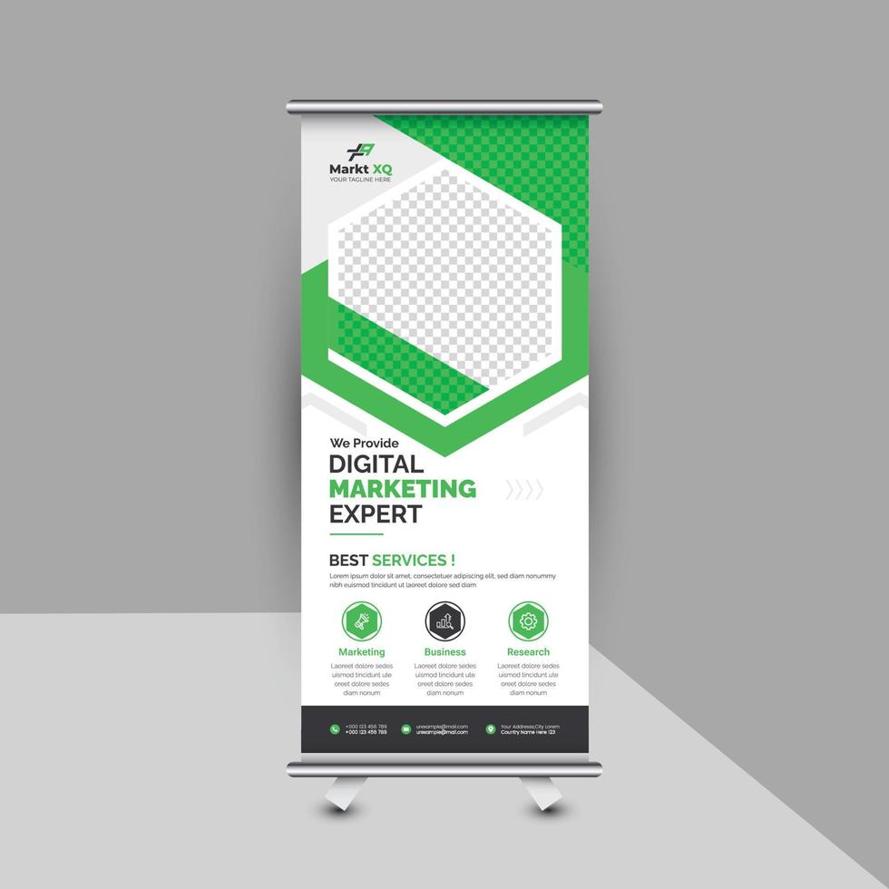 diseño de banner corporativo enrollable vector