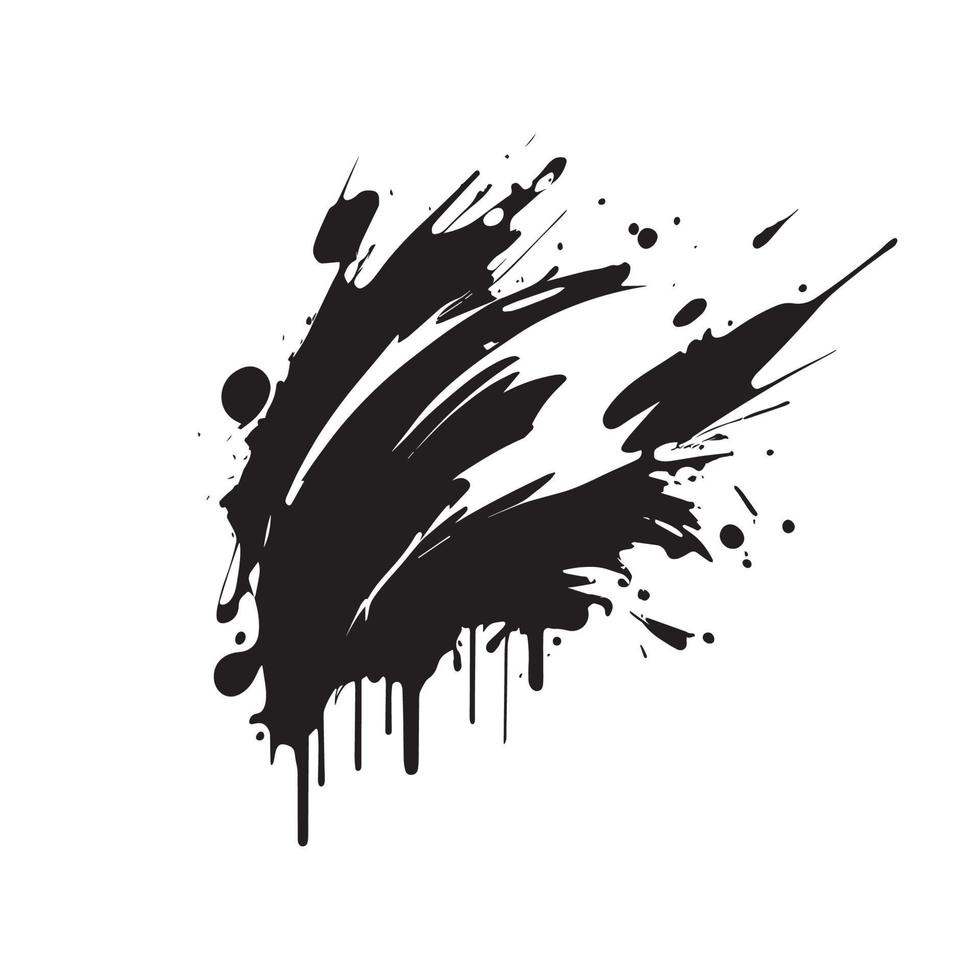 Smears, blots of black paint on a white background, dark colors - Vector