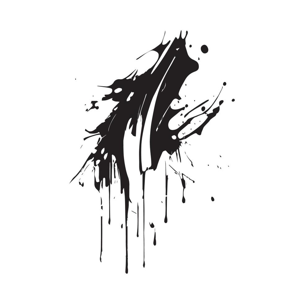 Smears, blots of black paint on a white background, dark colors - Vector