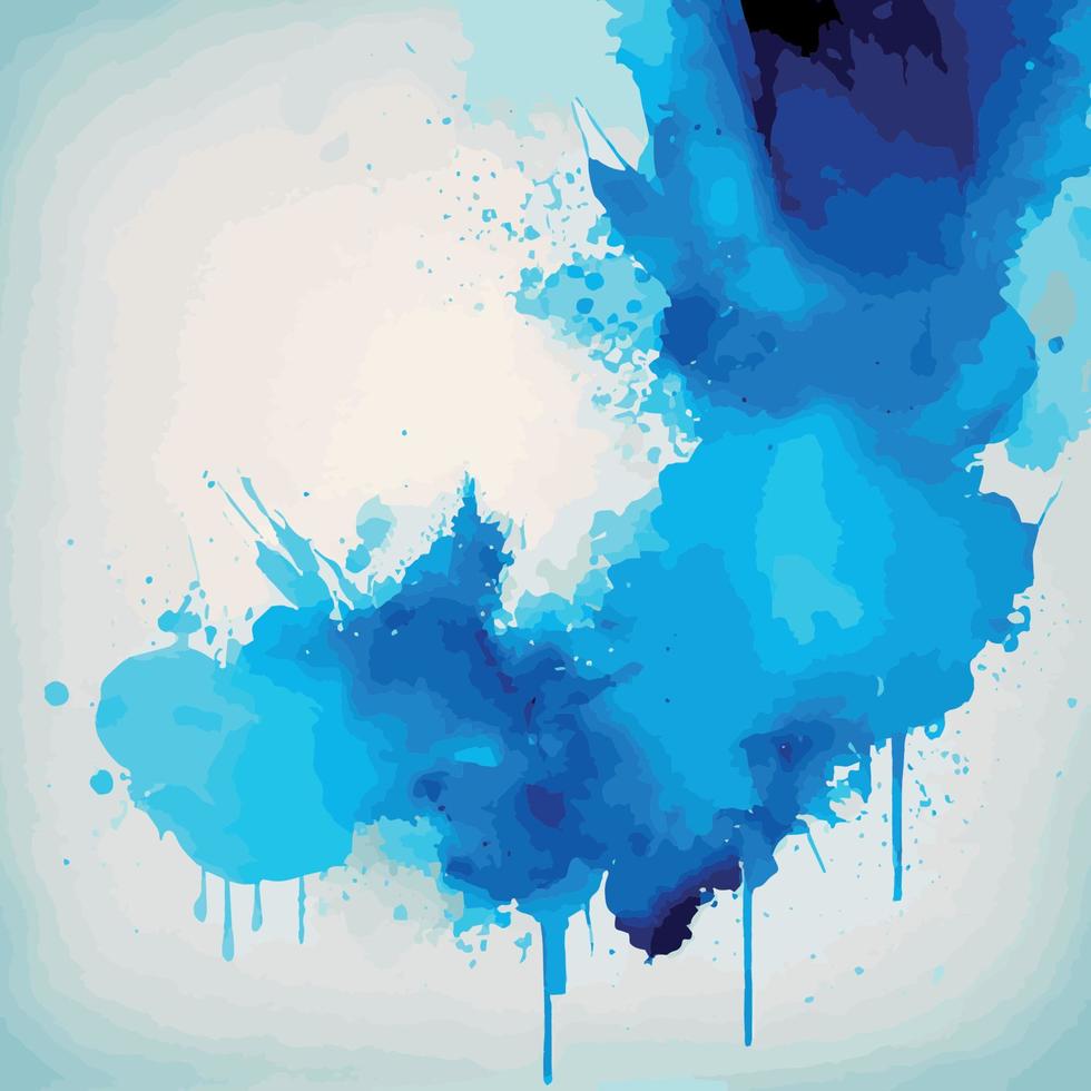 Realistic blue watercolor texture on white background - Vector