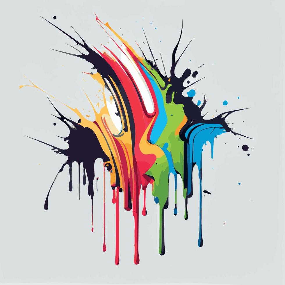 Smears, blots of colored paint on a white background, multicolored colors, rainbow - Vector
