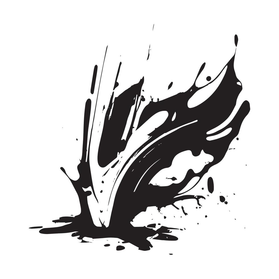 Smears, blots of black paint on a white background, dark colors - Vector