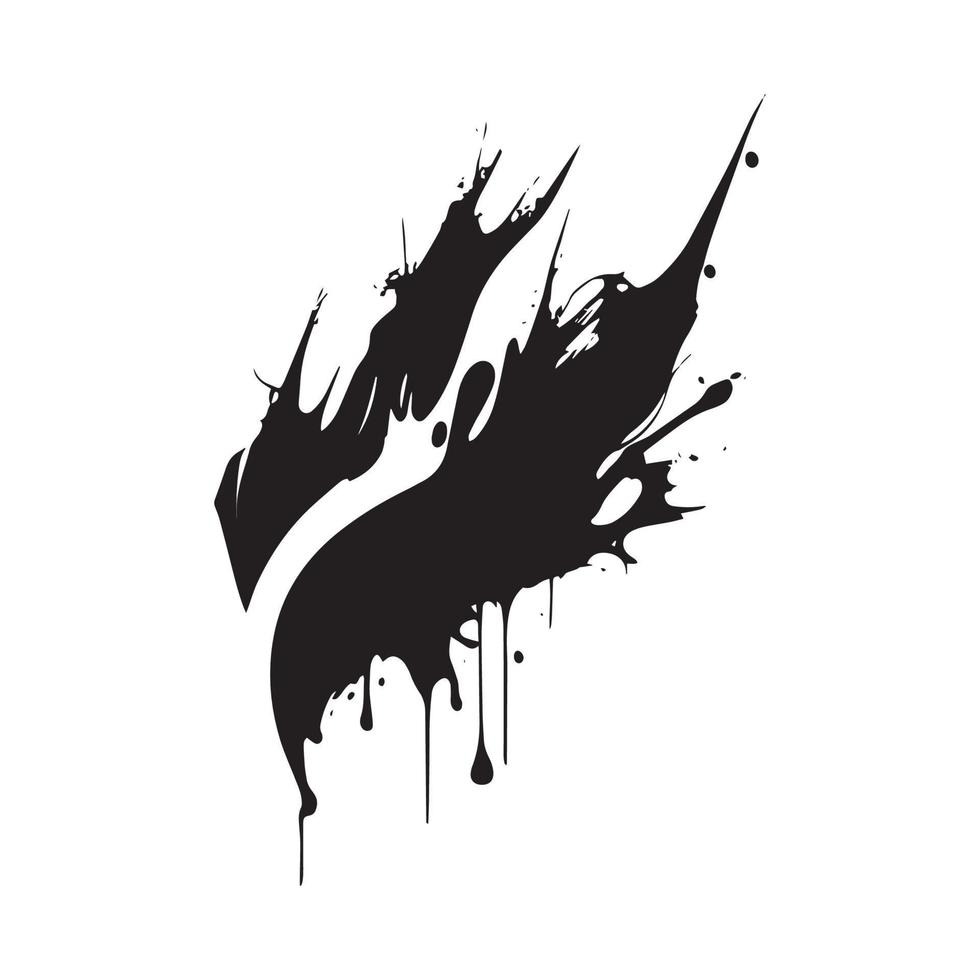 Smears, blots of black paint on a white background, dark colors - Vector