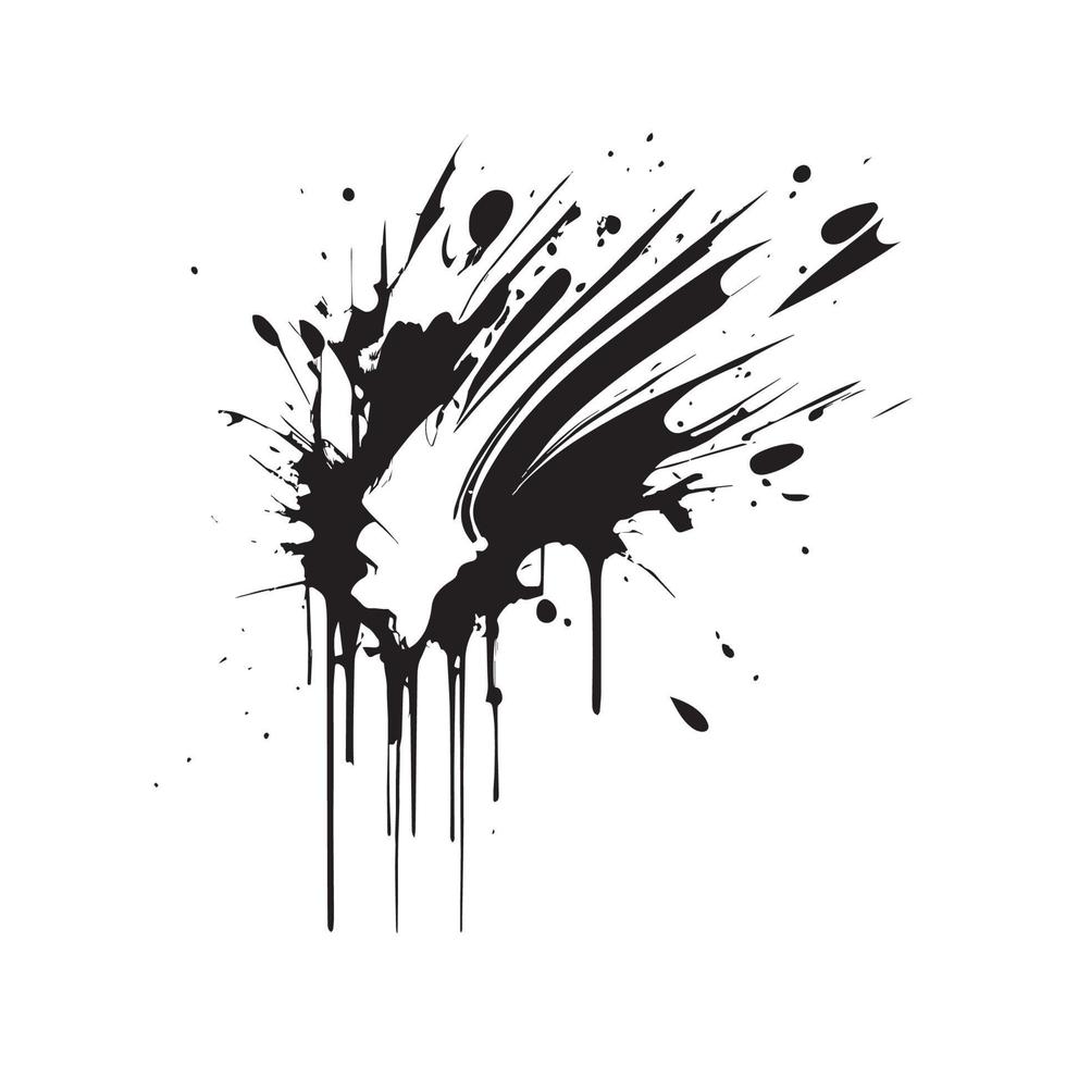 Smears, blots of black paint on a white background, dark colors - Vector