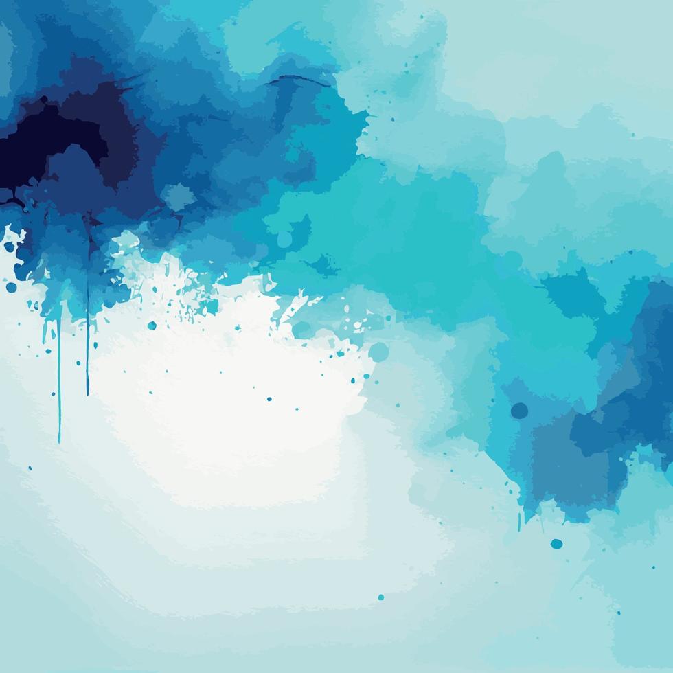 Realistic blue watercolor texture on white background - Vector