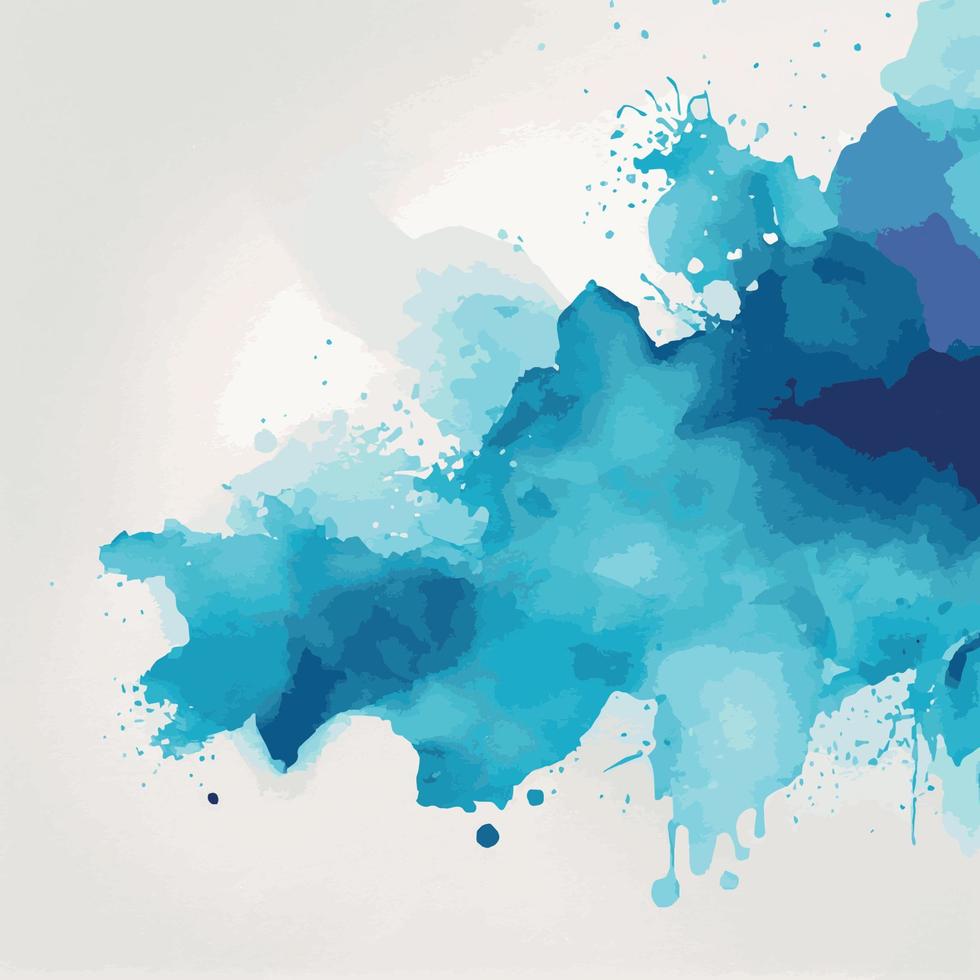 Realistic blue watercolor texture on white background - Vector