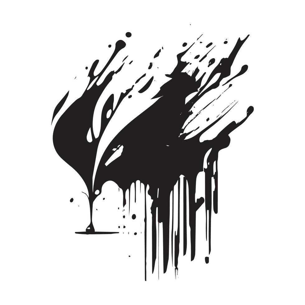 Smears, blots of black paint on a white background, dark colors - Vector