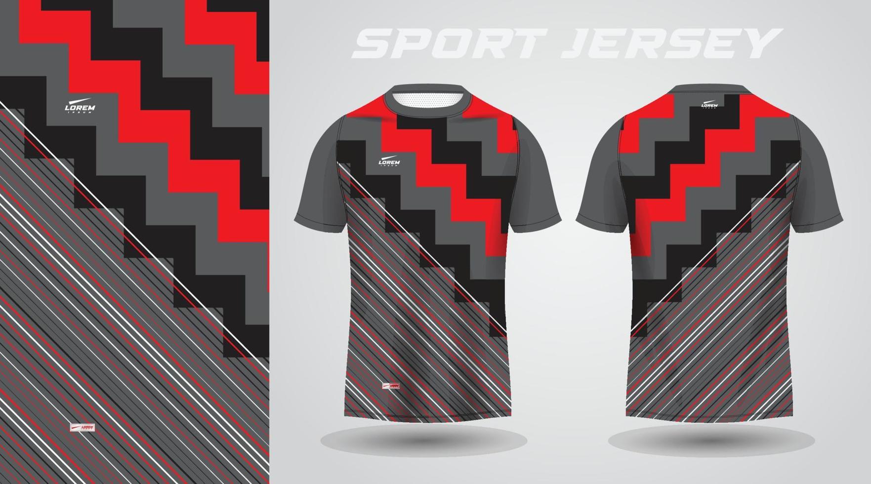 diseño de camiseta deportiva de camiseta negra roja vector