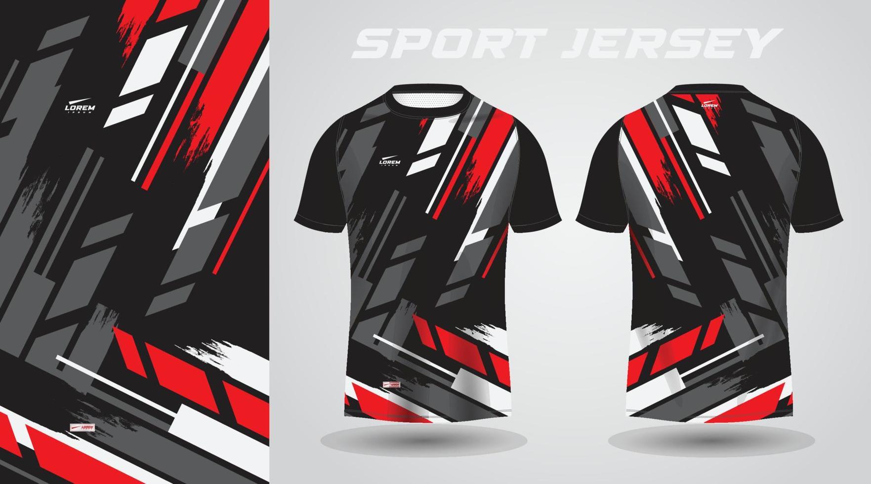 red black t-shirt sport jersey design vector