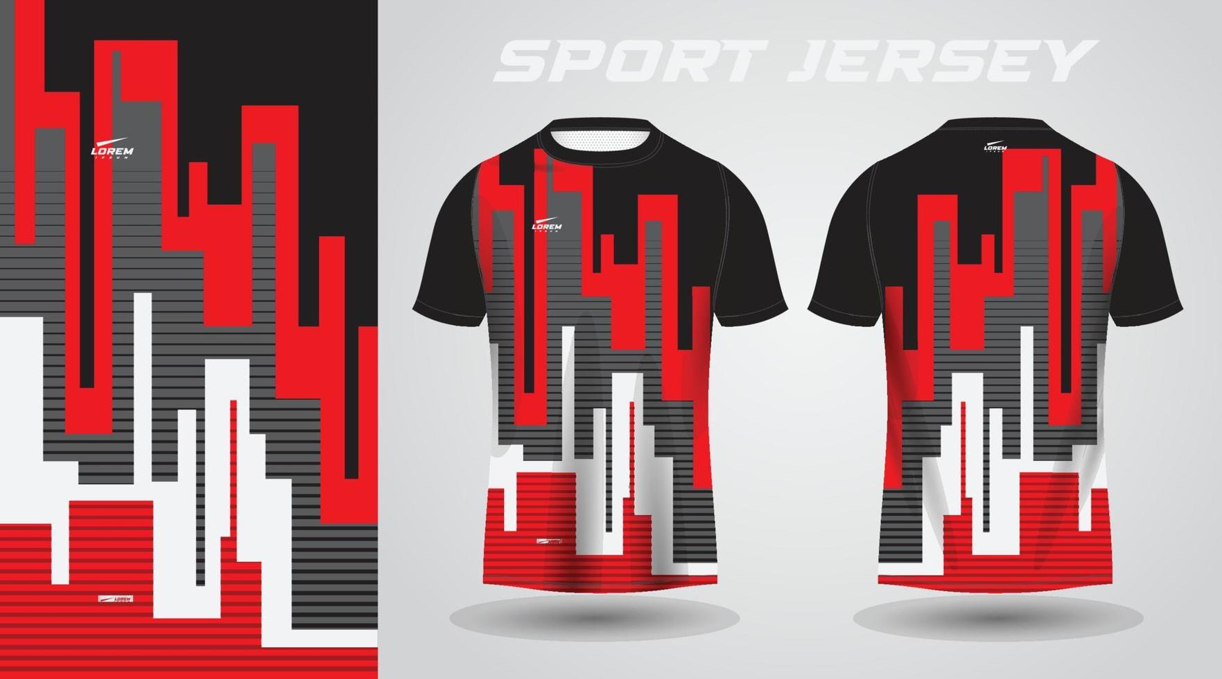 diseño de camiseta deportiva de camiseta negra roja vector