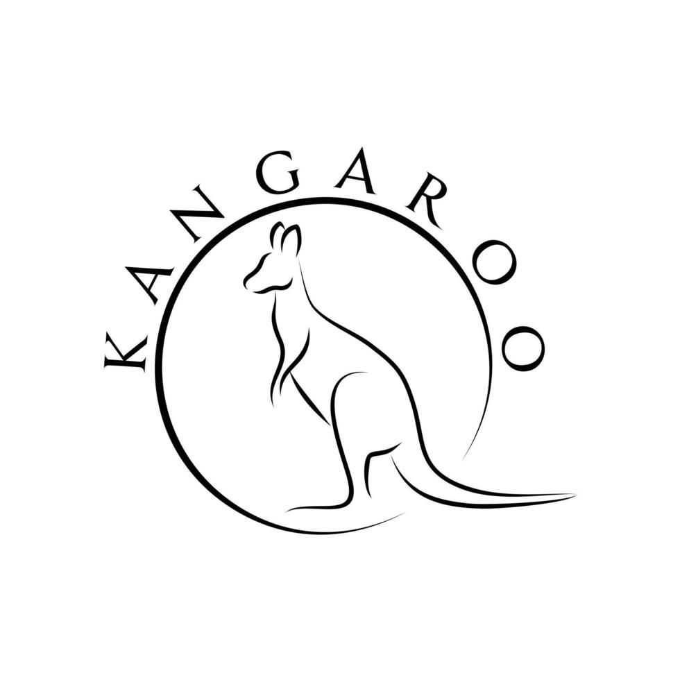 Ilustración de vector de logotipo de arte de línea de canguro de pie