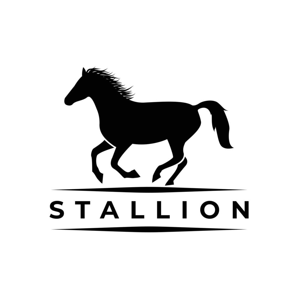 running stallion horse silhouette logo vector illustration