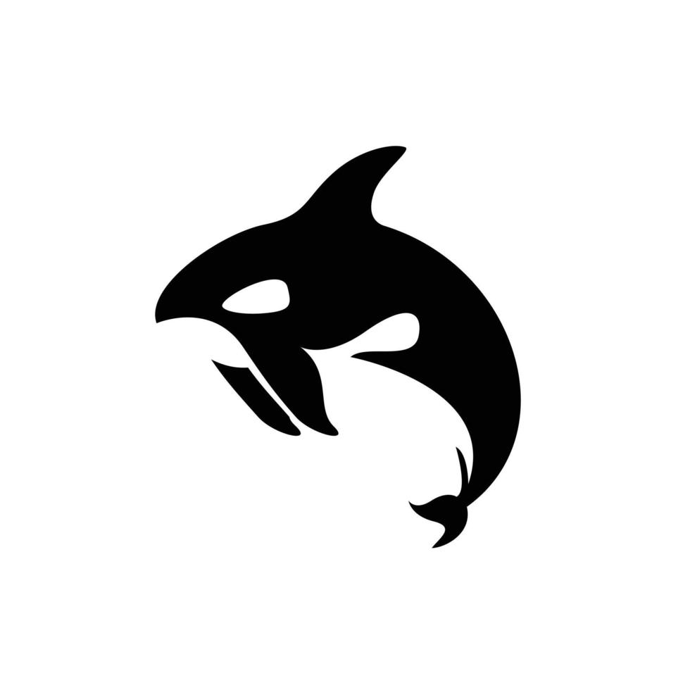 orca whale predator killer silhouette underwater wildlife animal logo design vector
