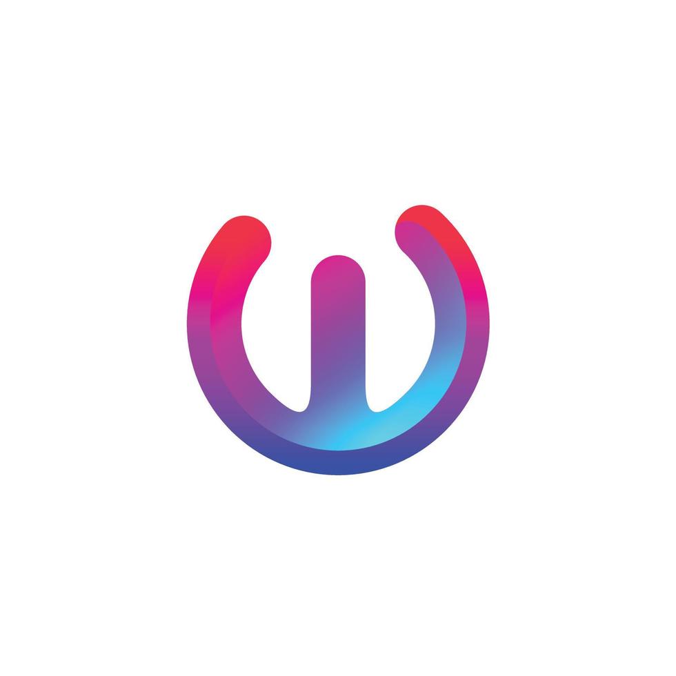 futuristic initial letter w colorful gradient power button logo design vector