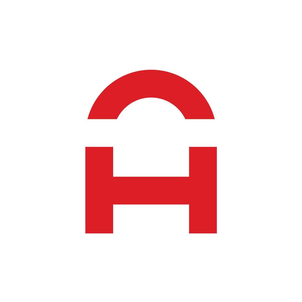 Architecture house security initial letter AH, HA padlock shape logo design vector