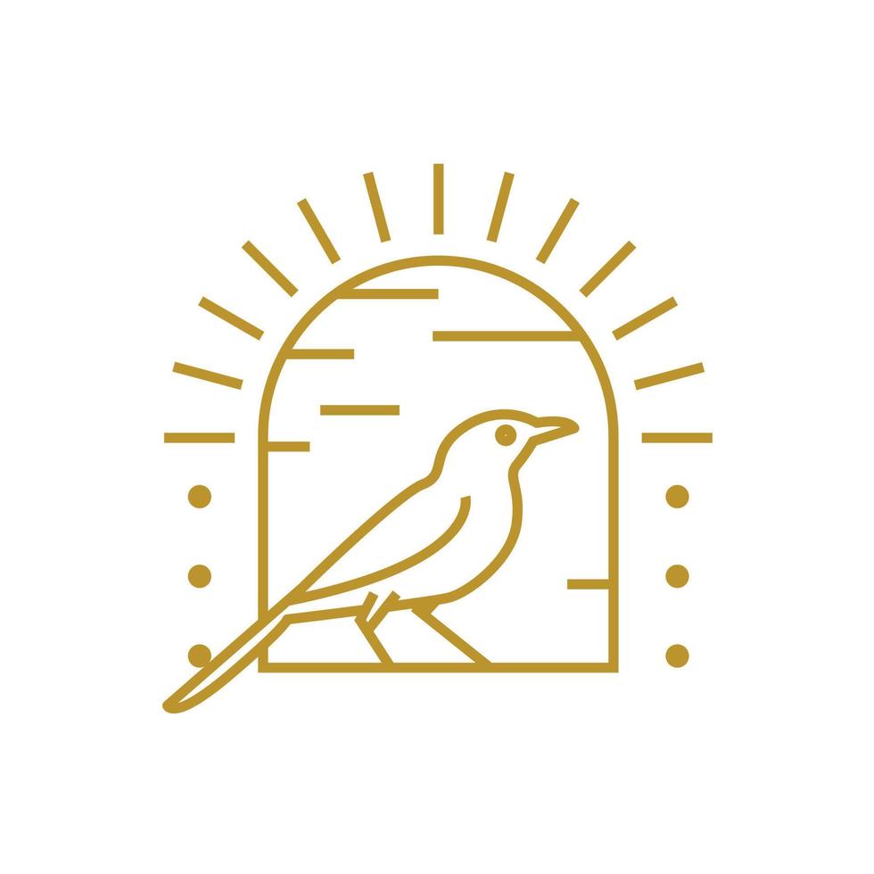 Mockingbird in the window line art logo design vector