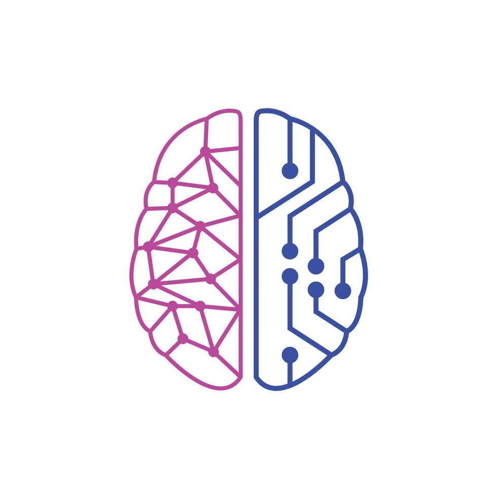 diseño de logotipo de tecnología inteligente de conexión de punto de cerebro humano vector