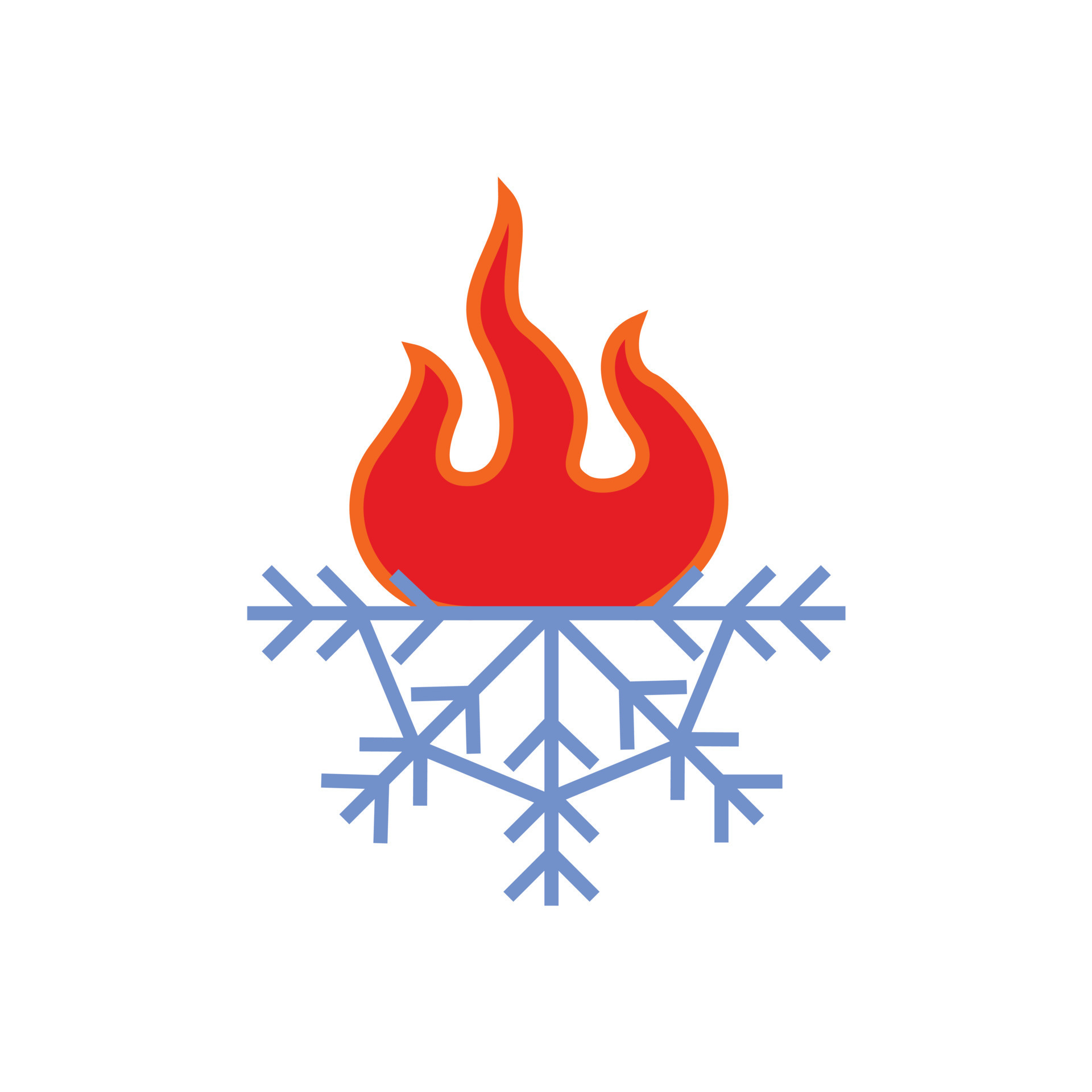 Hot and cold Heating Ventilation and Air Conditioning HVAC logo